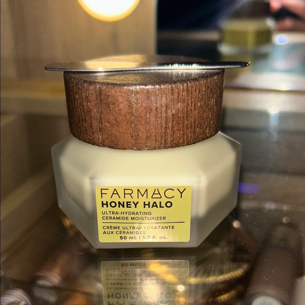 Farmacy Honey Halo Ceramide Moisturizer - Yellow Cream Jar with Brown Lid